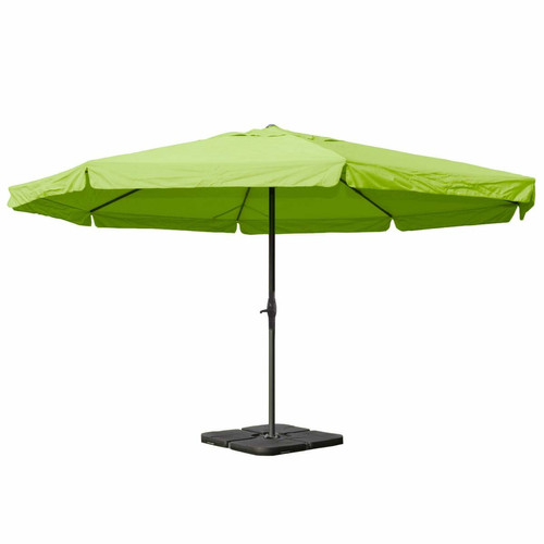 Decoshop26 - Parasol Pro jardin extérieur terrasse avec volant Ø 5m polyester / alu 28 kg vert avec support 04_0003859 Decoshop26  - Parasol pro