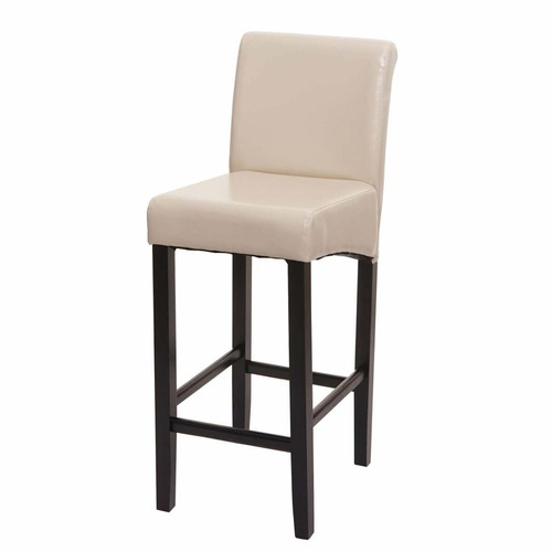 Decoshop26 - Tabouret de bar chaise haute de bar pieds en bois foncé assise en synthétique crème 04_0001237 Decoshop26  - Chaise haute bar