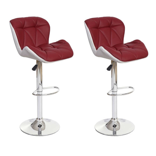Decoshop26 - 2x tabourets de bar chaise de comptoir hauteur réglable en synthétique bordeaux cadre en acier chromé 04_0000114 Decoshop26  - Salon, salle à manger