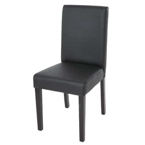 Decoshop26 - Chaise de salle à manger cuisine en synthétique noir mat pieds en bois foncé design moderne 04_0002346 Decoshop26  - Chaise moderne bois