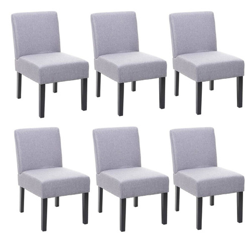 Decoshop26 - Lot de 6 chaises à manger en tissu gris pieds en bois design simple siège extra long 04_0002121 Decoshop26  - Lot 6 chaises marron