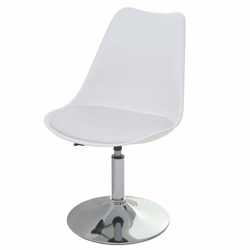 Decoshop26 - Chaise pivotante de cuisine salle à manger réglable en hauteur synthétique blanc pied chromé 04_0002037 Decoshop26 - Chaise cuisine Chaises