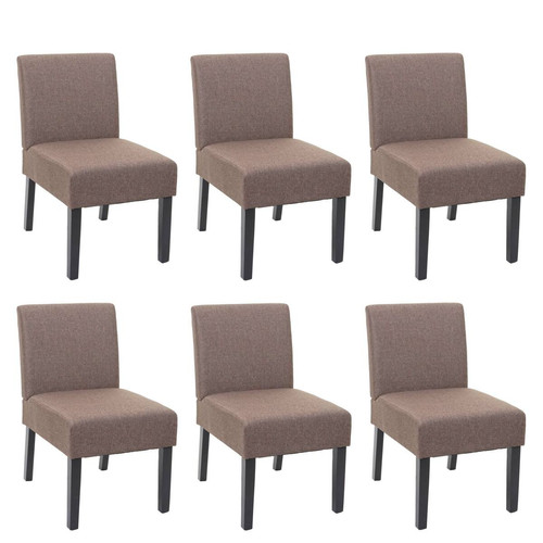 Chaises Decoshop26 Lot de 6 chaises à manger en tissu marron pieds en bois design simple siège extra long 04_0000840
