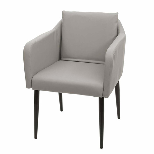 Decoshop26 - Fauteuil chaise lounge salle à manger bureau visiteur en synthétique taupe-gris pieds métal noir 04_0002286 Decoshop26 - Chaise métal Chaises
