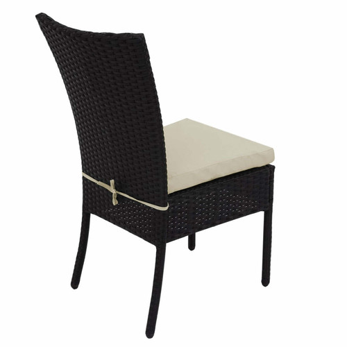 Decoshop26 2x chaises fauteuils pour balcon jardin empilable en poly-rotin noir coussin crème 04_0000263