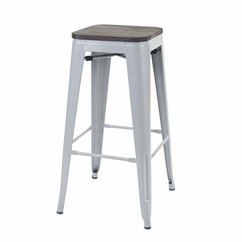 Decoshop26 - Tabouret de bar chaise de comptoir siège en bois avec repose-pieds design industriel empilable en métal gris 04_0005242 Decoshop26  - Comptoir bar design