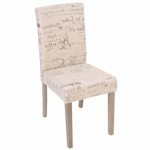 Decoshop26 - Lot de 2 chaises de salle à manger cuisine en tissu crème motif écriture des pieds en bois clair 04_0000429 Decoshop26  - Chaise écolier Chaises