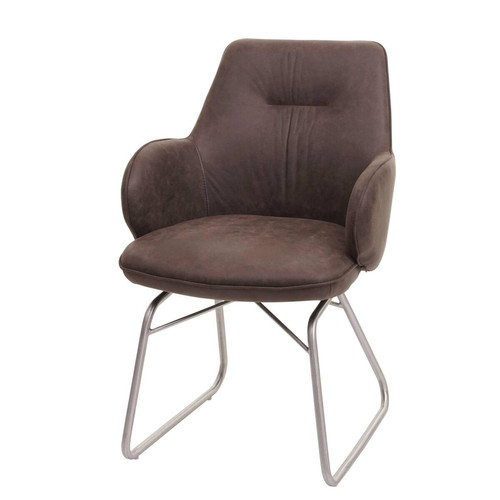Decoshop26 - Chaise de salle à manger fauteuil de bureau fonction à bascule en tissu et acier inoxydable marron 04_0002253 Decoshop26  - Chaise bascule