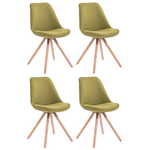 Chaises Decoshop26 4 chaises de salle à manger style scandinave en tissu vert pieds rond en bois clair CDS10350
