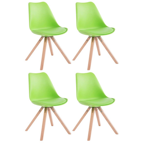 Decoshop26 - 4 chaises de salle à manger style scandinave en synthétique et plastique vert pieds carré en bois clair CDS10367 Decoshop26  - Chaise scandinave Chaises
