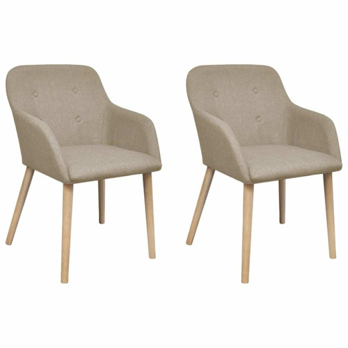 Decoshop26 - Lot de 2 chaises de salle à manger cuisine design scandinave beige tissu et chêne massif CDS020156 Decoshop26  - Chaise salle a manger beige