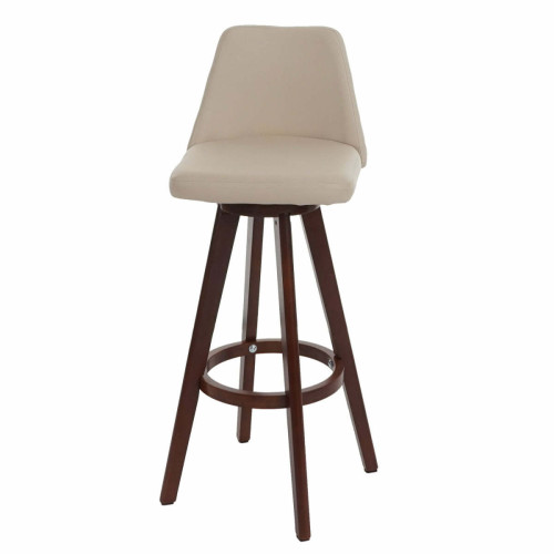 Decoshop26 - Tabouret de bar chaise de comptoir en synthétique crème pivotant pieds en bois foncé 04_0005278 Decoshop26  - Bars