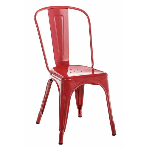 Decoshop26 - Chaise empilable style industriel factory métal rouge CDS101112 Decoshop26  - Maison Gris
