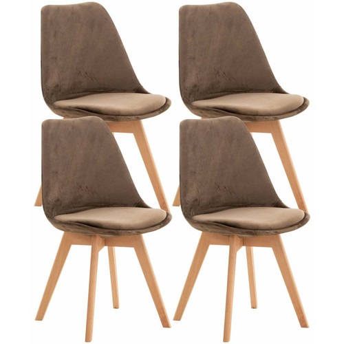 Decoshop26 - Lot de 4 chaises de salle à manger design scandinave en tissu velours marron foncé pieds bois clair CDS10382 Decoshop26 - Maison Marron noir