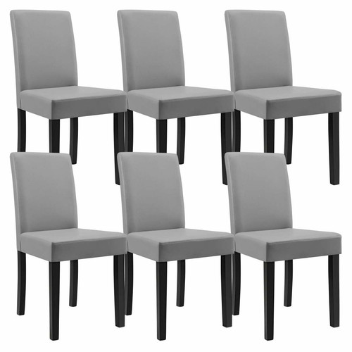 Decoshop26 - 6 chaises rembourrées en cuir synthétique gris clair avec pieds en bois massif 03_0000279 Decoshop26  - Decoshop26