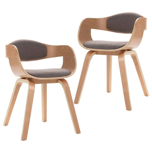 Decoshop26 - Lot de 2 chaises de salle à manger cuisine design intemporel bois courbé et tissu taupe CDS020273 Decoshop26  - Chaise salle a manger taupe