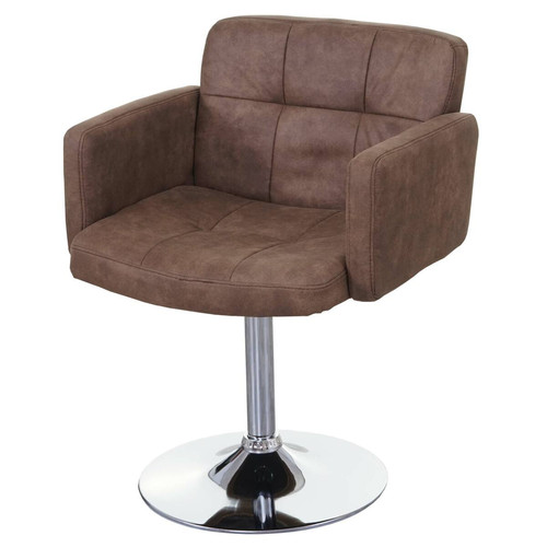 Decoshop26 - Chaise de salle à manger pivotante faux suède chromé marron vintage 04_0002391 Decoshop26  - Chaise vintage Chaises