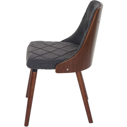 Chaises Lot de 6 chaises de salle à manger capitonné design chic en bois noyer et assise en tissu gris CDS04667
