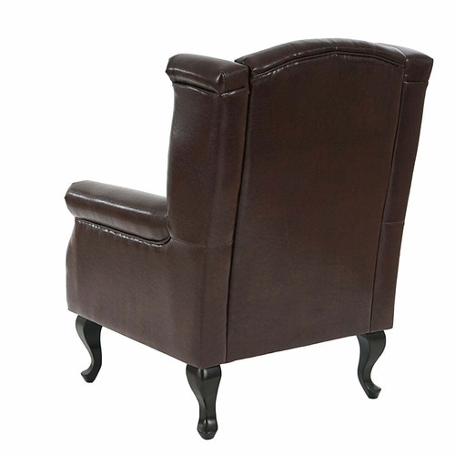 Fauteuils Fauteuil relaxation style Chesterfield synthétique marron 102x75x80 cm 04_0003115