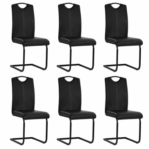 Decoshop26 - Lot de 6 chaises de salle à manger cuisine cantilever design élégant synthétique noir CDS022320 Decoshop26  - Lot de 6 chaise noir