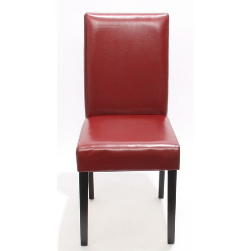 Decoshop26 Lot de 6 chaises de salle à manger cuisine en cuir rouge pieds en bois foncés design moderne 04_0001939