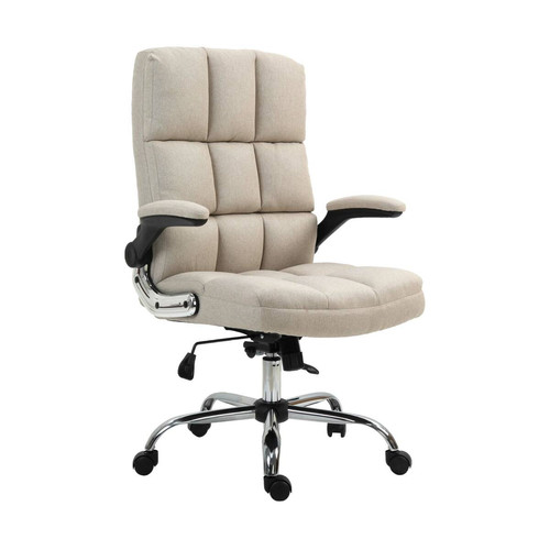 Bureau et table enfant Decoshop26 Chaise de bureau pivotante réglable en hauteur en tissu marron clair forme ergonomique 04_0001877