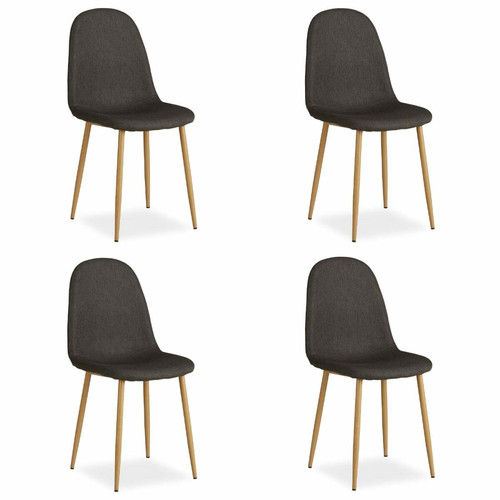 Decoshop26 - Lot de 4 chaises de salle à manger cuisine confortable et moderne en tissu anthracite pieds métal aspect bois CDS06203 Decoshop26 - Maison Marron noir