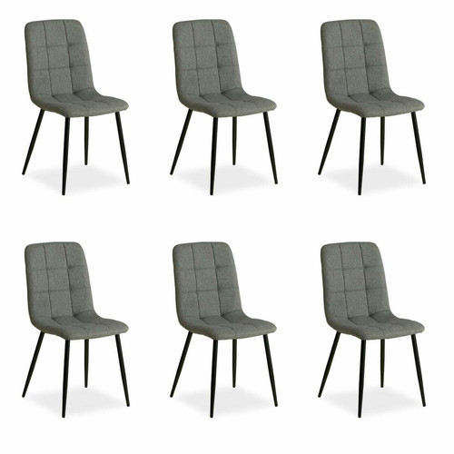 Decoshop26 - Lot de 6 chaises de salle à manger cuisine confortable et moderne en tissu gris pieds en métal noir CDS06301 Decoshop26  - Lot de 6 chaise noir