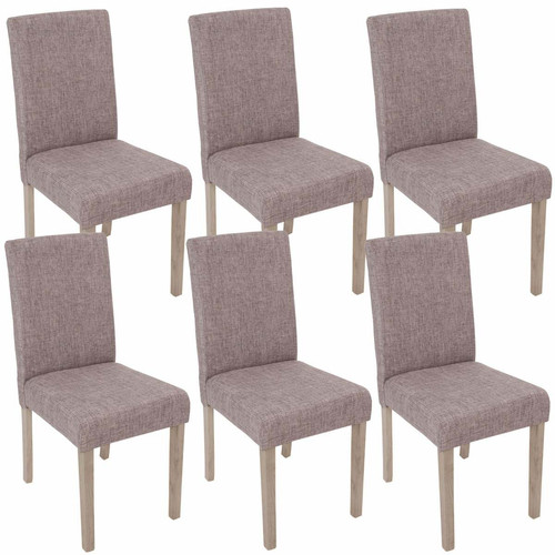 Chaises Decoshop26 Lot de 6 chaises de salle à manger cuisine en tissu gris pieds en bois clair 04_0000894