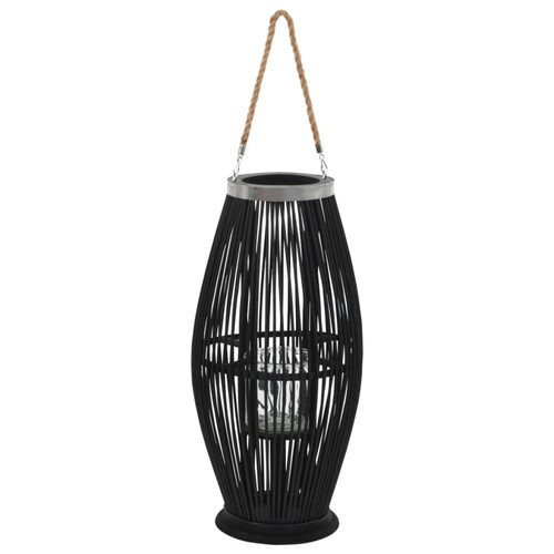 Decoshop26 - Bougeoir suspendu ou sur pied porte-bougie bambou noir décoration extérieur hauteur 60cm DEC020007 Decoshop26  - Décoration Noir et blanc