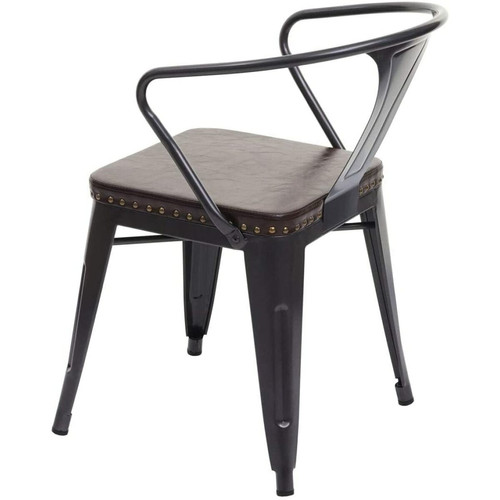 Decoshop26 2x chaises de salle à manger cuisine en synthétique et métal style industrielle marron noir CDS04451