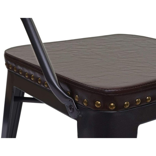 Chaises 2x chaises de salle à manger cuisine en synthétique et métal style industrielle marron noir CDS04451