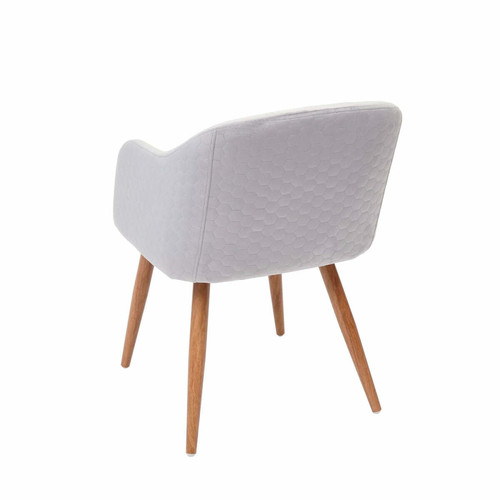 Chaises 2x chaises de salle à manger cuisine design rétro accoudoirs tissu gris clair pieds en métal aspect bois 04_0000367