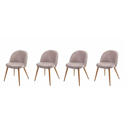Decoshop26 - Lot de 4 chaises de salle à manger tissu velours gris brun pieds en bois style rétro CDS04517 Decoshop26  - Chaise écolier Chaises