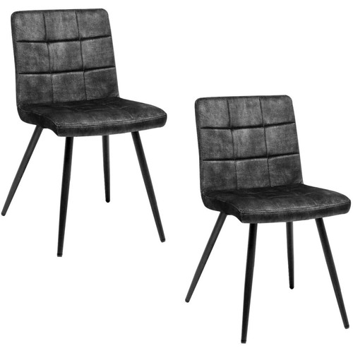Decoshop26 - Lot de 2 chaises de salle à manger en velours noir rembourrée structure métal noir BUR09097 Decoshop26  - Maison Gris