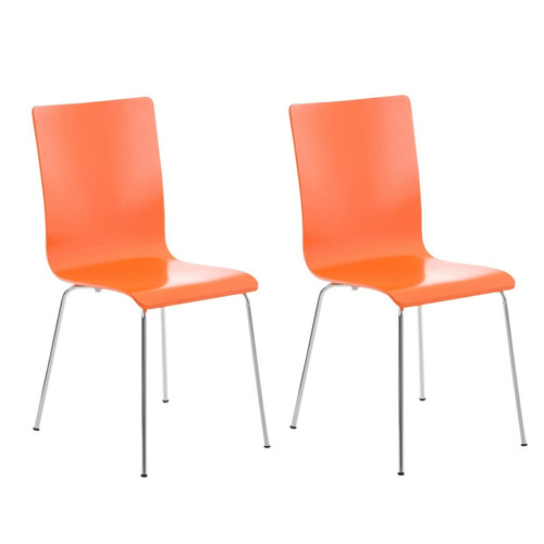 Decoshop26 - Lot de 2 chaises de cuisine en bois orange et métal CDS10070 Decoshop26  - Salon, salle à manger