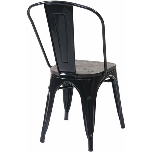 Chaises 6 chaises de salle à manger style industriel factory métal noir et assise en bois CDS04641