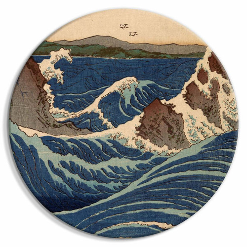 Decoshop26 - Tableau rond décoration murale image imprimée cadre en bois à suspendre - Japanese Woodcut Utagawa Hiroshige 60x60 cm 11_0012510 Decoshop26  - Cadre rond bois