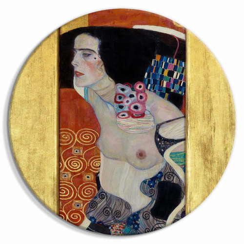 Decoshop26 - Tableau rond décoration murale image imprimée cadre en bois à suspendre - Judith II Gustav Klimt 80x80 cm 11_0012572 Decoshop26  - Cadre rond bois