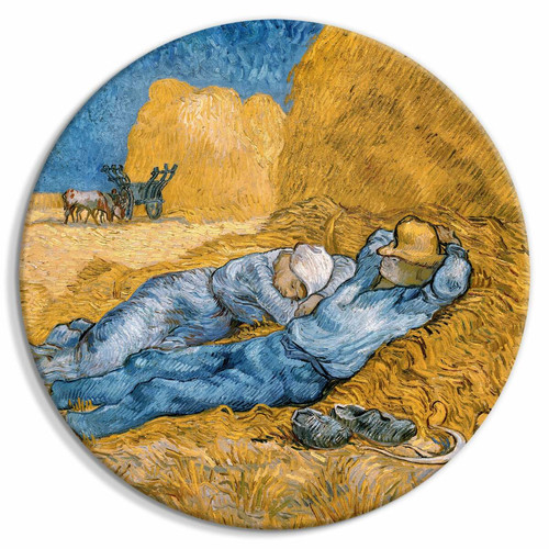 Decoshop26 - Tableau rond décoration murale image imprimée cadre en bois à suspendre - La Méridienne Vincent Van Gogh 60x60 cm 11_0012558 Decoshop26  - Cadre rond bois