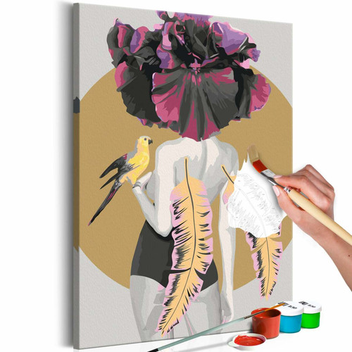 Tableaux, peintures Decoshop26 Tableau à peindre soi-même peinture par numéros motif Femme perroquet 40x60 cm 11_0012283