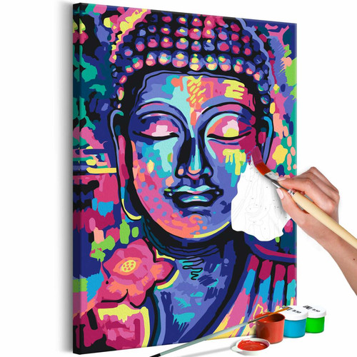 Decoshop26 - Tableau à peindre soi-même peinture par numéros motif Les couleurs folles de Bouddha 40x60 cm 11_0012229 Decoshop26  - Decoshop26