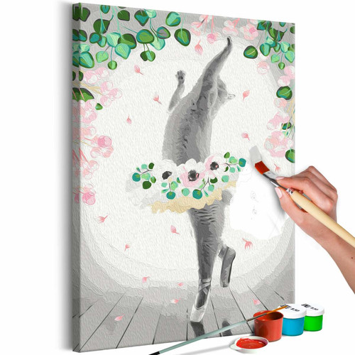 Decoshop26 - Tableau à peindre soi-même peinture par numéros motif Chat Ballerine 40x60 cm 11_0012057 Decoshop26  - Tableau chats