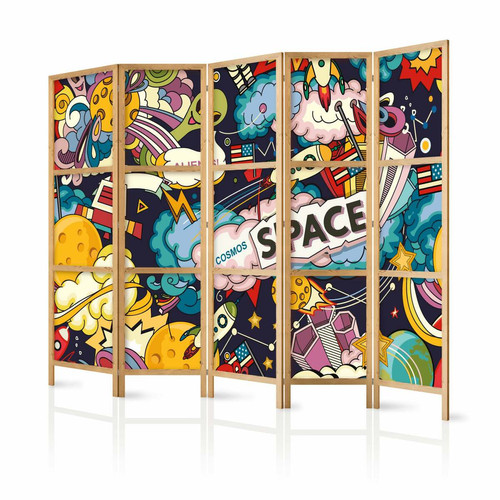 Decoshop26 - Paravent japonais 5 panneaux séparateur de pièce impression sur toile intissée - L'espace des adolescents II 225x171 cm 11_0012657 Decoshop26  - Paravents Multicolore