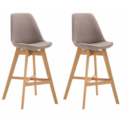 Decoshop26 - Lot de 2 tabouret de bar chaise haute design moderne en tissu taupe 10_0001297 Decoshop26  - Tabouret taupe