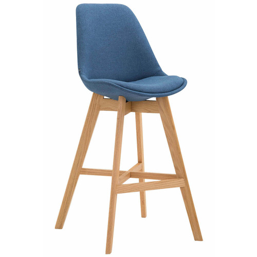Decoshop26 - Tabouret de bar chaise haute design scandinave moderne en tissu bleu 10_0000929 Decoshop26  - Chaise haute bar
