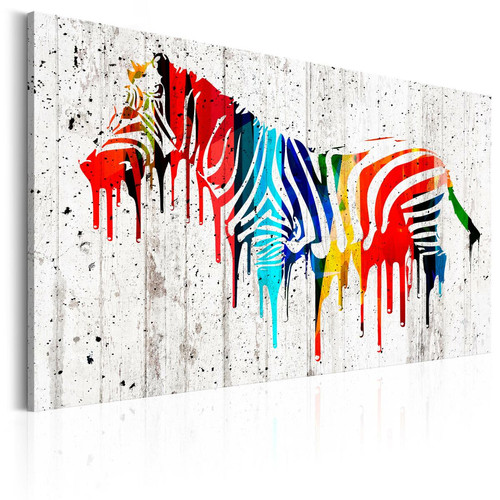 Decoshop26 - Tableau toile de décoration murale impression premium en 1 partie sur châssis en bois motif Zèbre colorée 60x40 cm 11_0014861 Decoshop26  - Deco zebre