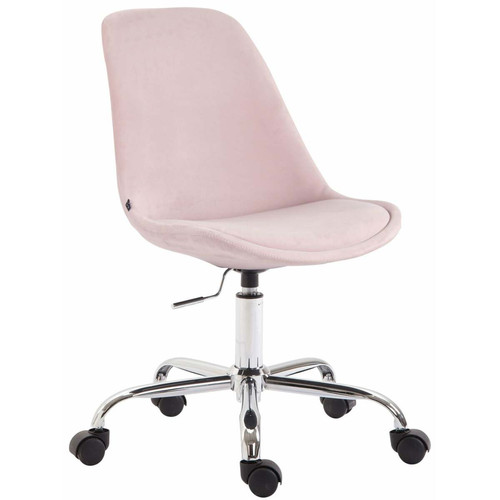 Bureau et table enfant Decoshop26 Chaise de bureau sur roulettes en tissu velours rose BUR10353