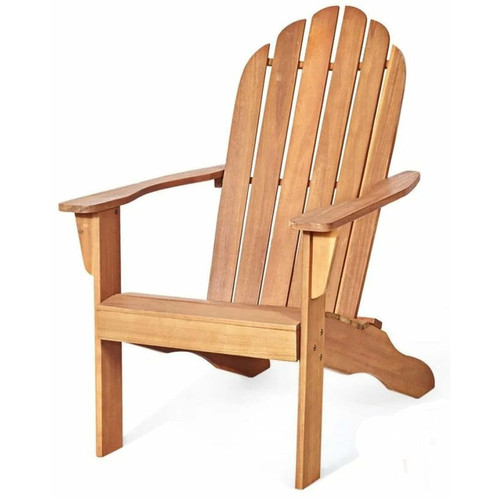Chaises de jardin Decoshop26 Chaise de jardin adirondack en bois résistant aux intempéries avec dossier incurvé charge 170kg couleur bois 20_0000375
