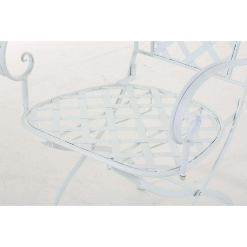 Chaises de jardin Chaise de jardin en fer forgé blanc avec accoudoir MDJ10074